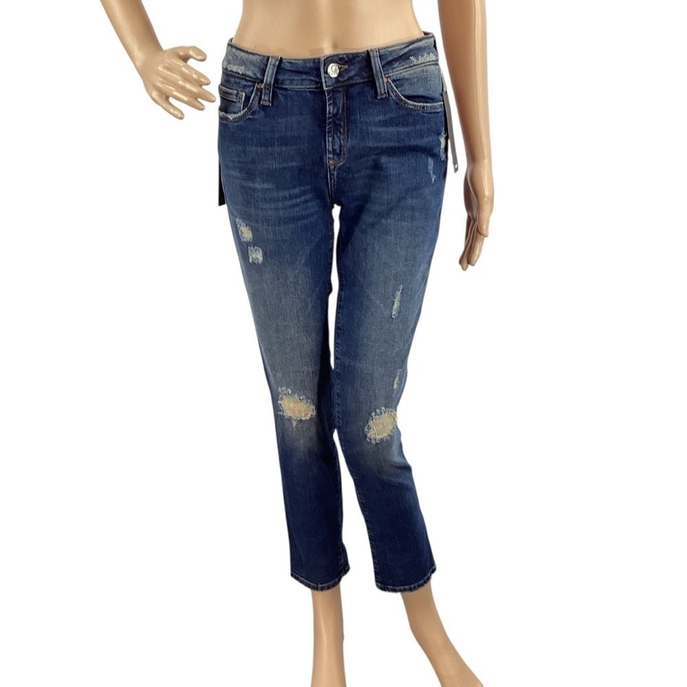 Mavi Ada Boyfriend Jeans 24 Dark Shaded Glam Distressed Mid Rise